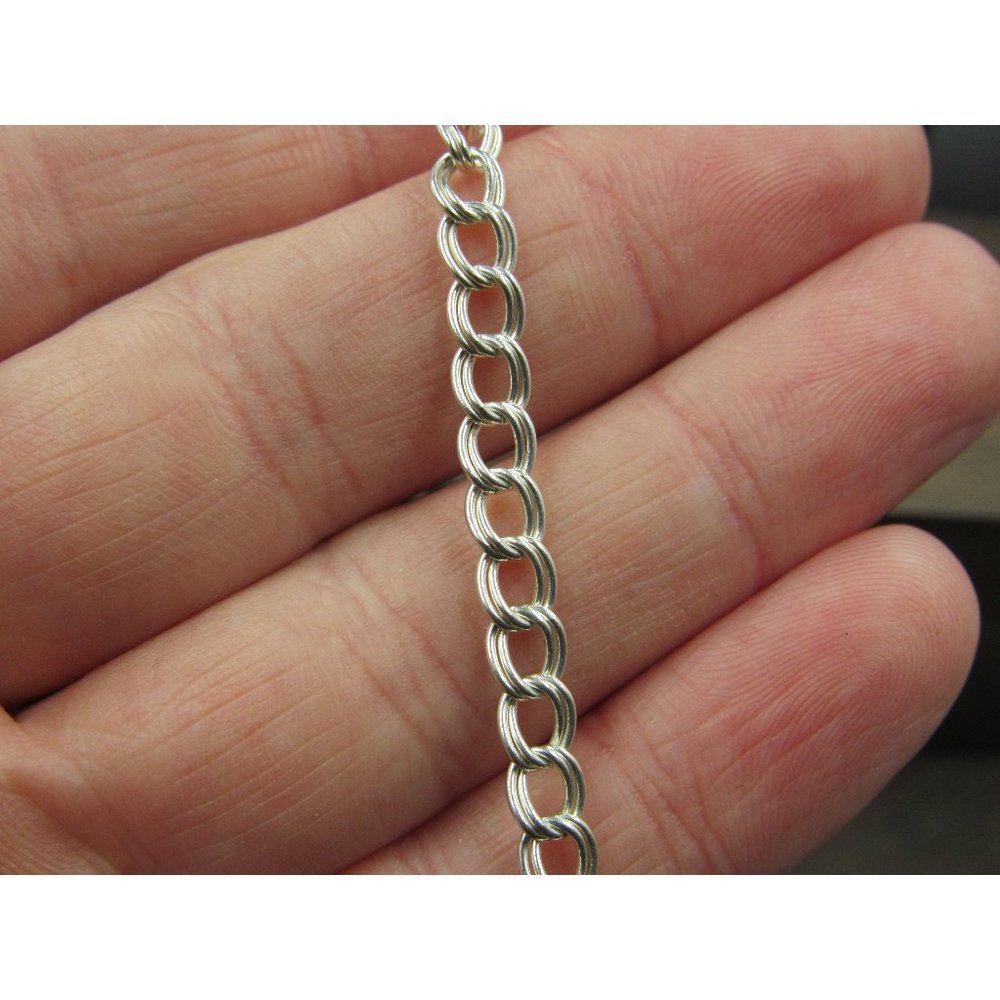 8" Sterling Silver Cool Pattern Chain Ankle Bracelet Vintage Elegant Beautiful